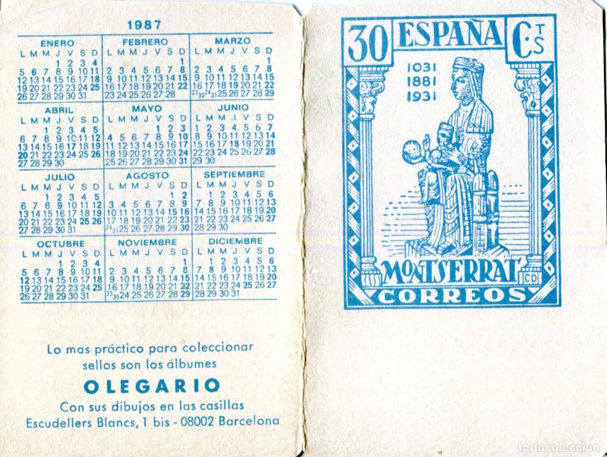 Coleccionismo calendarios: CALENDARIO DOBLE A&Ntilde;O 1987 PROGRAMA DE EMISIONES DE SELLOS PARA EL A&Ntilde;O 1987 - A. OLEGARIO