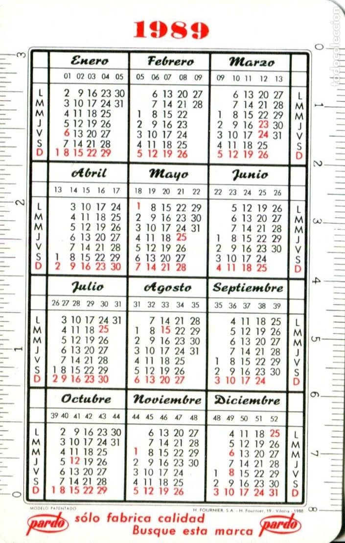 Coleccionismo calendarios: CALENDARIO FOURNIER, PARDO , 1989 - 1990