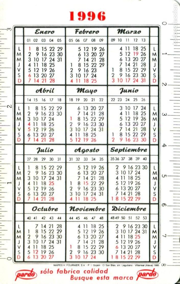 Coleccionismo calendarios: CALENDARIO FOURNIER, PARDO , 1996 - 1997