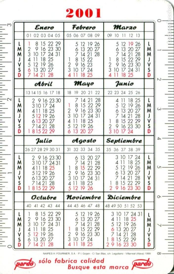 Coleccionismo calendarios: CALENDARIO FOURNIER, PARDO , 2001 - 2002