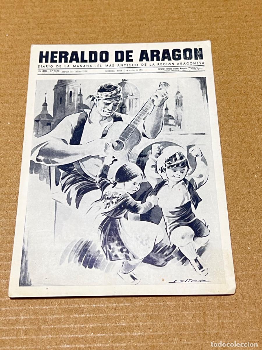 Coleccionismo calendarios: Calendario de tama&ntilde;o postal HERALDO DE ARAGON no FOURNIER 1972