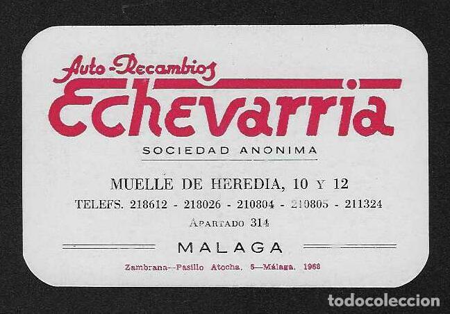 Coleccionismo calendarios: CALENDARIO DE BOLSILLO A&Ntilde;O 1969 AUTO-RECAMBIOS ECHEVARRIA - M&Aacute;LAGA - VER FOTO REVERSO