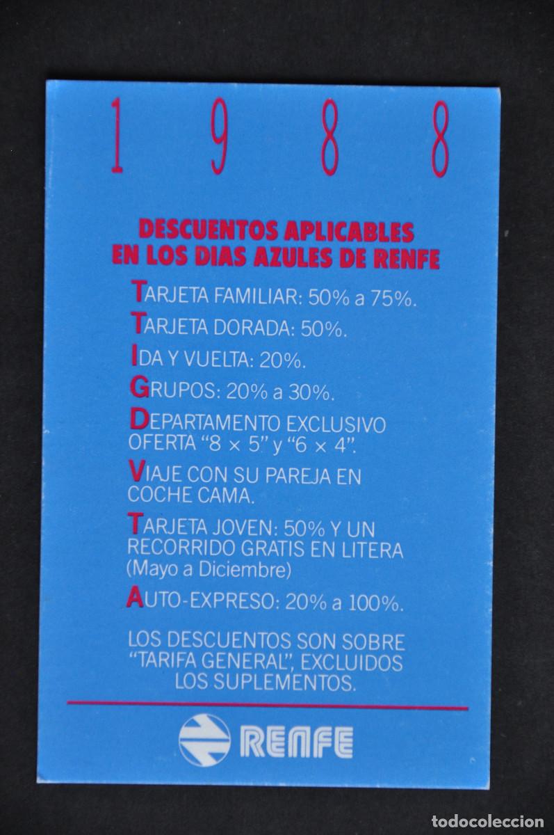 Coleccionismo calendarios: CALENDARIO - DIAS AZULES RENFE 1988