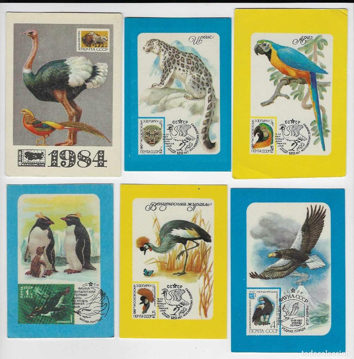 Coleccionismo calendarios: 6 CALENDARIOS BOLSILLO DE RUSIA A&Ntilde;OS 1984 - 1986 FAUNA - ANIMALES - VER FOTO REVERSOS