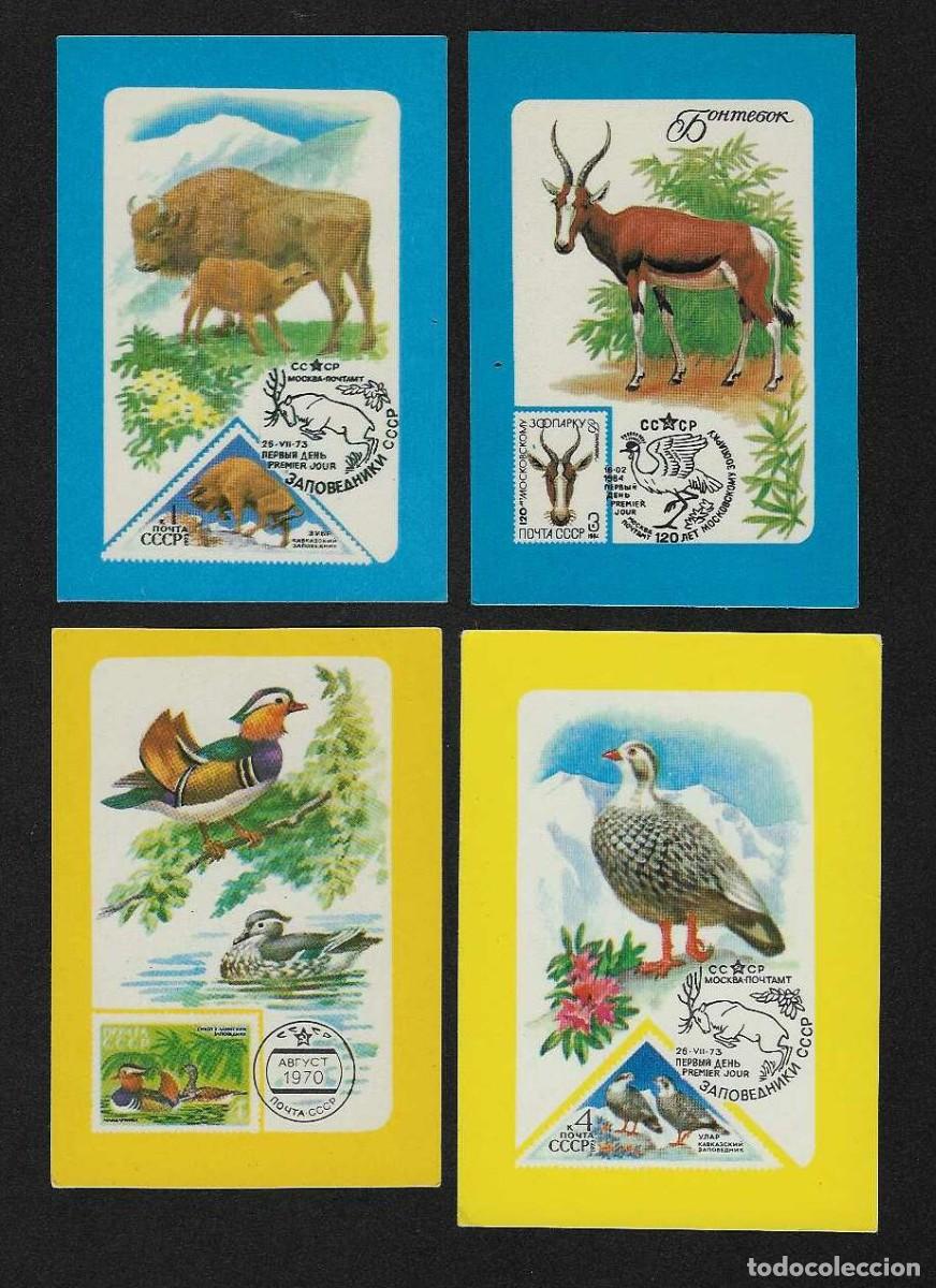 Coleccionismo calendarios: 4 CALENDARIOS DE BOLSILLO DE RUSIA DEL A&Ntilde;O 1987 FAUNA - ANIMALES - VER FOTO REVERSOS