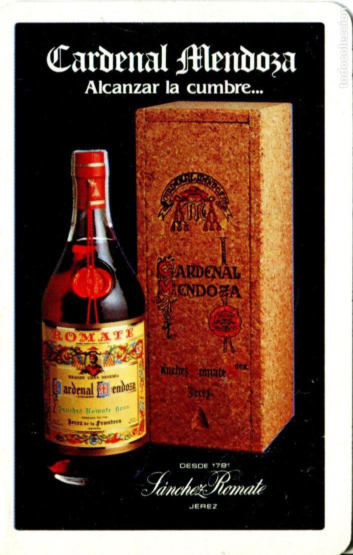 Collectables Calendars: CALENDARIO FOURNIER. BRANDY CARDENAL MENDOZA. A&Ntilde;O 1987