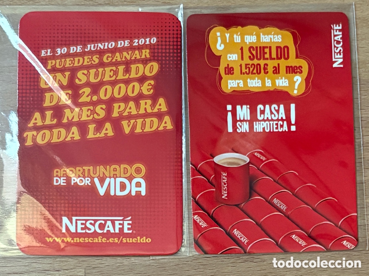Coleccionismo calendarios: Cal028- Pareja de Calendarios de Bolsillo Nescaf&eacute; &rdquo;Un Sueldo para Toda la Vida&rdquo; (2008 y 2010)