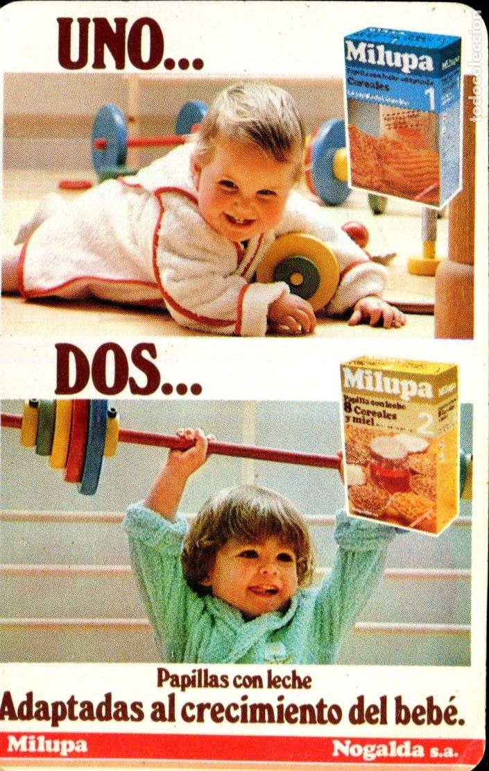 Coleccionismo calendarios: CALENDARIO DE BOLSILLO. H. Fournier. MILUPA - NOGALDA, S.A. PAPILLAS CON LECHE. A&ntilde;o 1985.
