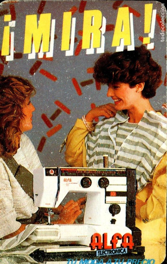 Collectables Calendars: CALENDARIO FOURNIER. ALFA ELECTRONICA MAQUINA DE COSER A&Ntilde;O 1985.