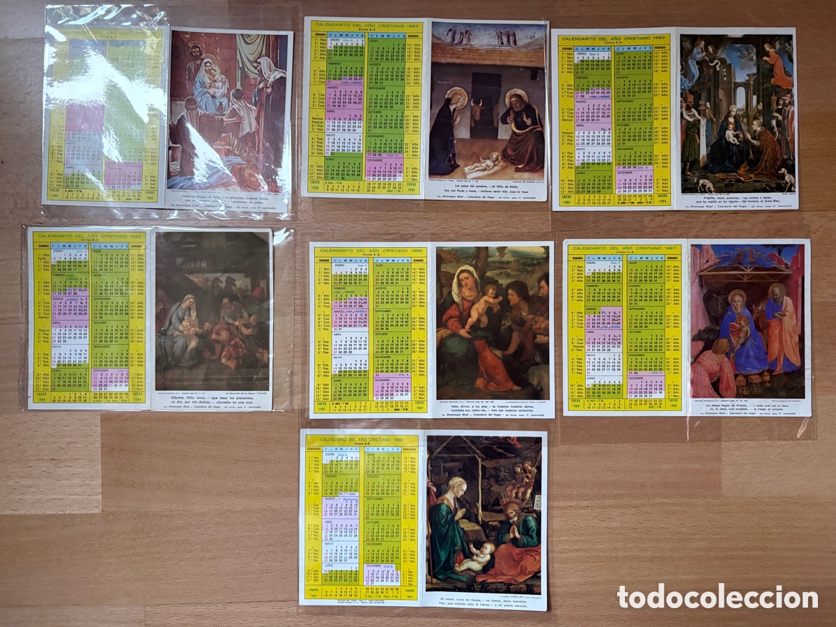 Coleccionismo calendarios: Cal034-Lote de 7 Calendarios de Bolsillo Religiosos &ndash; &rdquo;A&ntilde;o Cristiano&rdquo; / Sal Terrae (1981-1990)