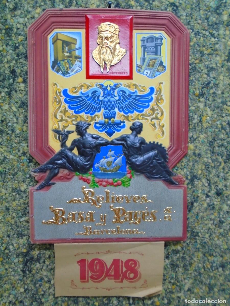 Coleccionismo calendarios: BARCELONA.&rdquo;RELIEVES BASA Y PAG&Eacute;S,S.A.&rdquo;MAGNIFICO CALENDARIO CON RELIEVES 1948.