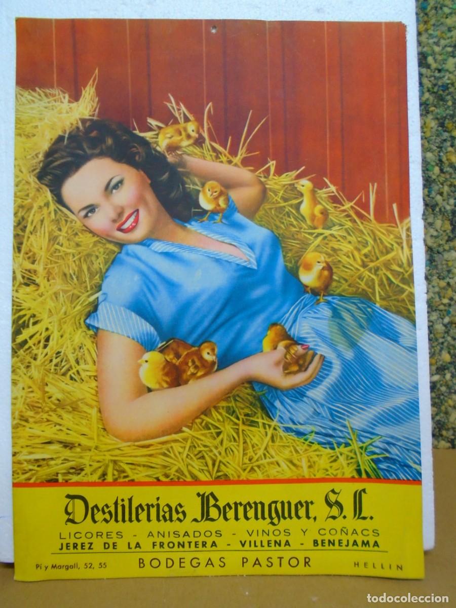 Coleccionismo calendarios: BENEJAMA(ALICANTE)&rdquo;DESTILERIAS BERENGUER&rdquo;VENTA EN BODEGAS PASTOR(HELLIN)CALENDARIO.