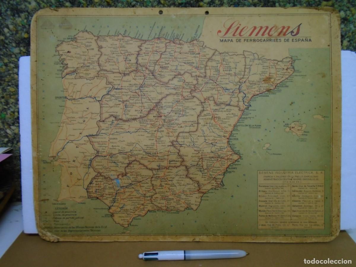Coleccionismo calendarios: SIEMENS INDUSTRIA ELECTRICA,S.A.CALENDARIO/MAPA DE FERROCARRILES DE ESPA&Ntilde;A.1932.VER.