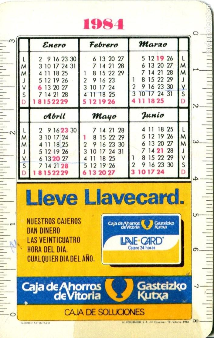Coleccionismo calendarios: CALENDARIO FOURNIER - 1984 - CAJA DE AHORROS DE VITORIA