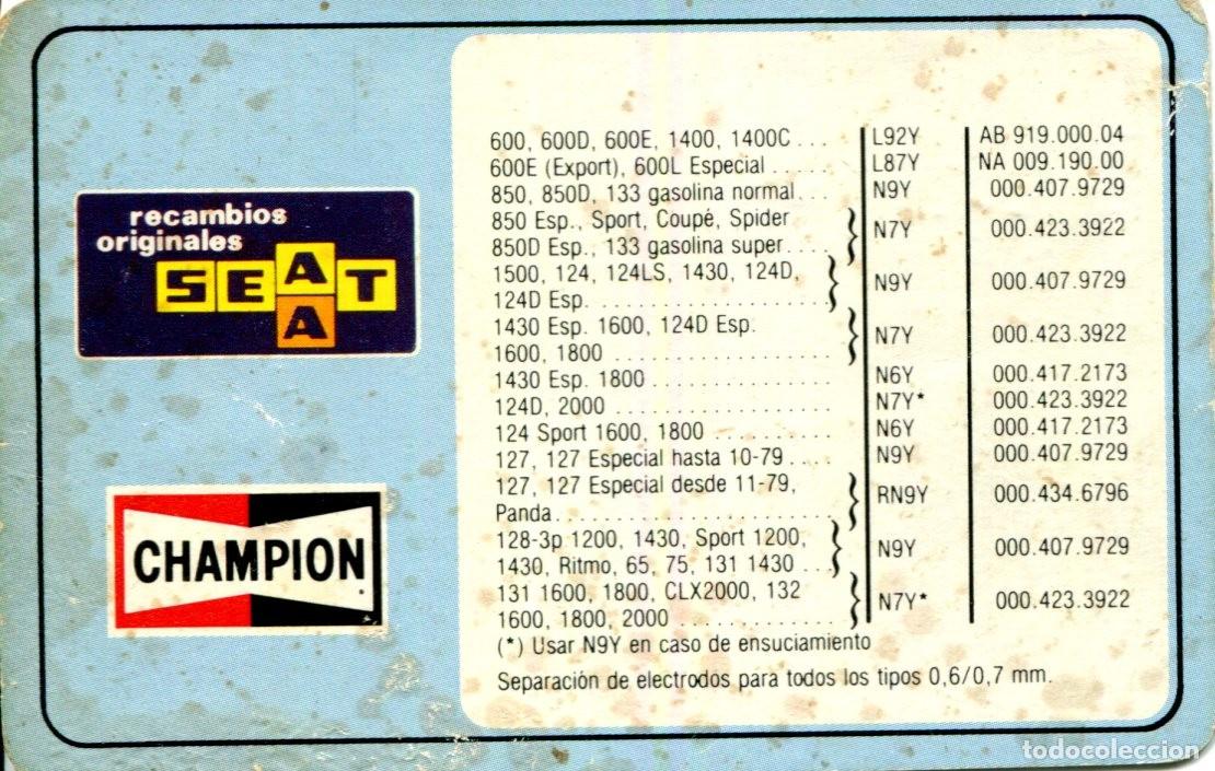 Coleccionismo calendarios: CALENDARIO FOURNIER SEAT CHAMPION RECAMBIOS ORIGINALES A&Ntilde;O 1982 VER FOTOS