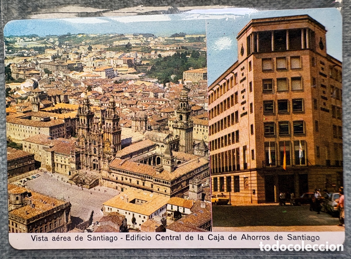 Coleccionismo calendarios: Cal035-Calendario Bolsillo 1978 - Caja Ahorros Santiago (Vista A&eacute;rea Catedral y Edificio Central)