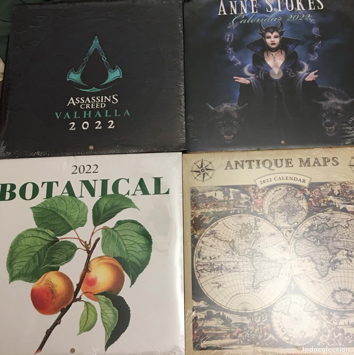 Coleccionismo calendarios: Lote calendarios de 2022 precinto original (Assassin's Creed, Anne Stokes, Botanical, Antique Maps)