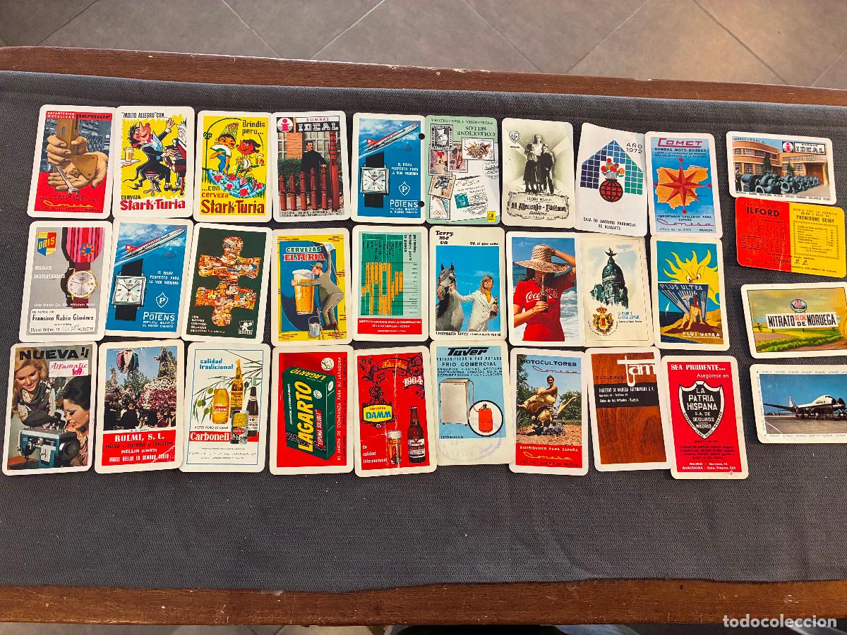 Coleccionismo calendarios: 31 Calendarios almanaque de bolsillo Heraclio Fournier a&ntilde;os 60 marcas publicitarias ver fotos