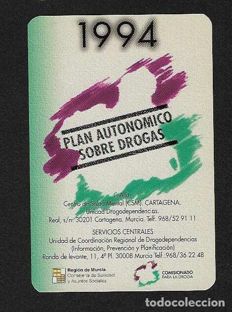 Coleccionismo calendarios: CALENDARIO DE BOLSILLO A&Ntilde;O 1994 PLAN AUTON&Oacute;MICO SOBRE DROGAS - REGI&Oacute;N DE MURCIA - VER FOTO REVERSO