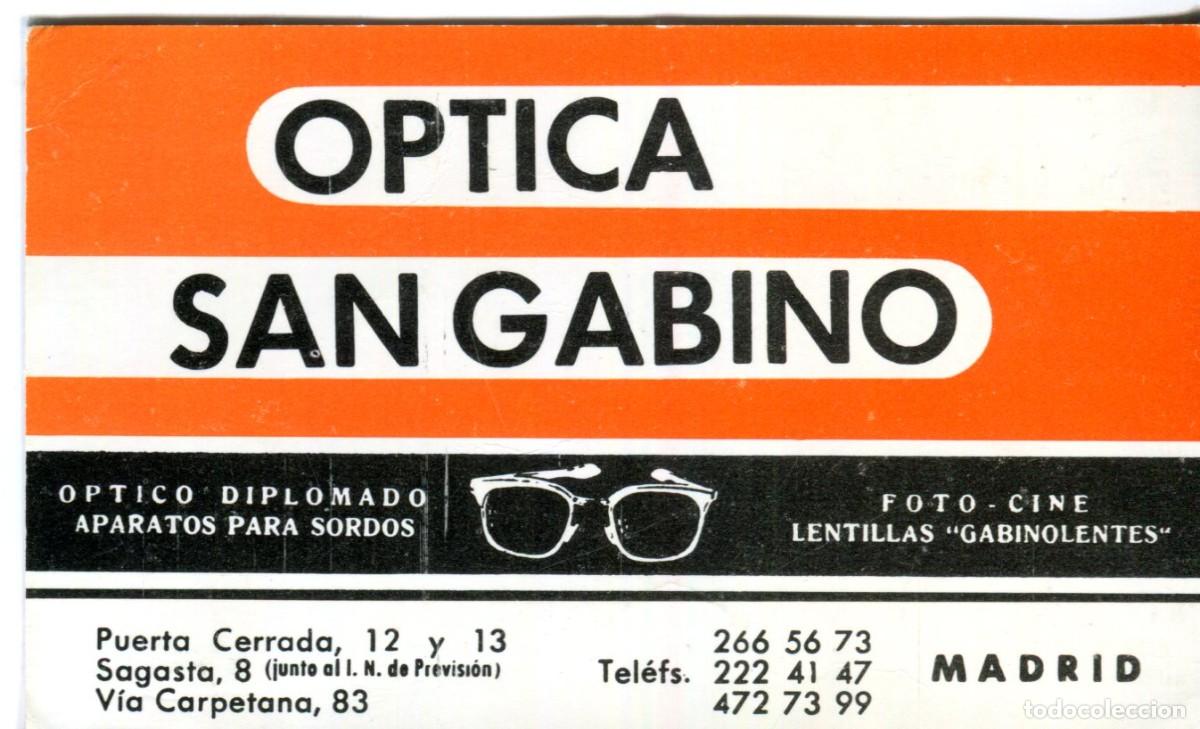 Coleccionismo calendarios: CALENDARIO 1972 OPTICA SAN GABINO EN MADRID