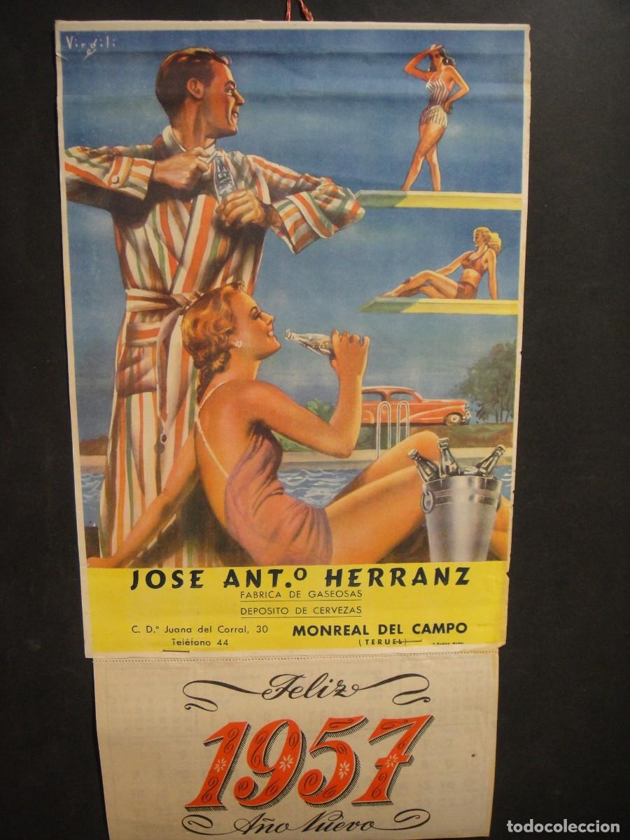 Coleccionismo calendarios: calendario de pared a&ntilde;o 1957 - fabrica de gaseosas ant&ordm; herranz - monreal del campo