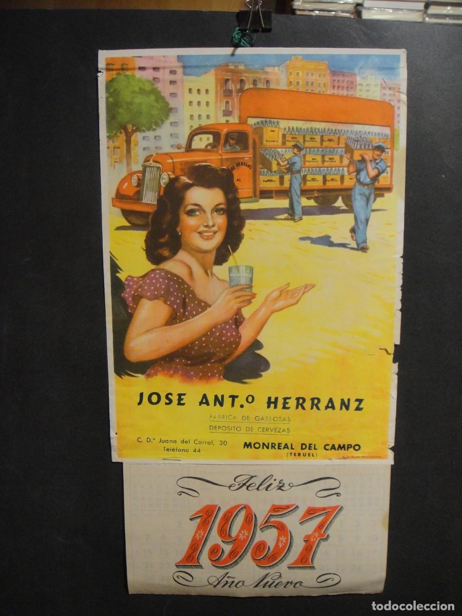 Coleccionismo calendarios: calendario de pared a&ntilde;o 1957 - fabrica de gaseosas ant&ordm; herranz - monreal del campo