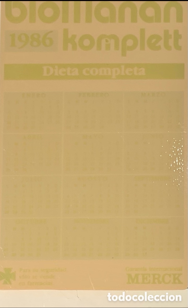 Coleccionismo calendarios: Calendario de bolsillo. BIOMANAN. 1986.