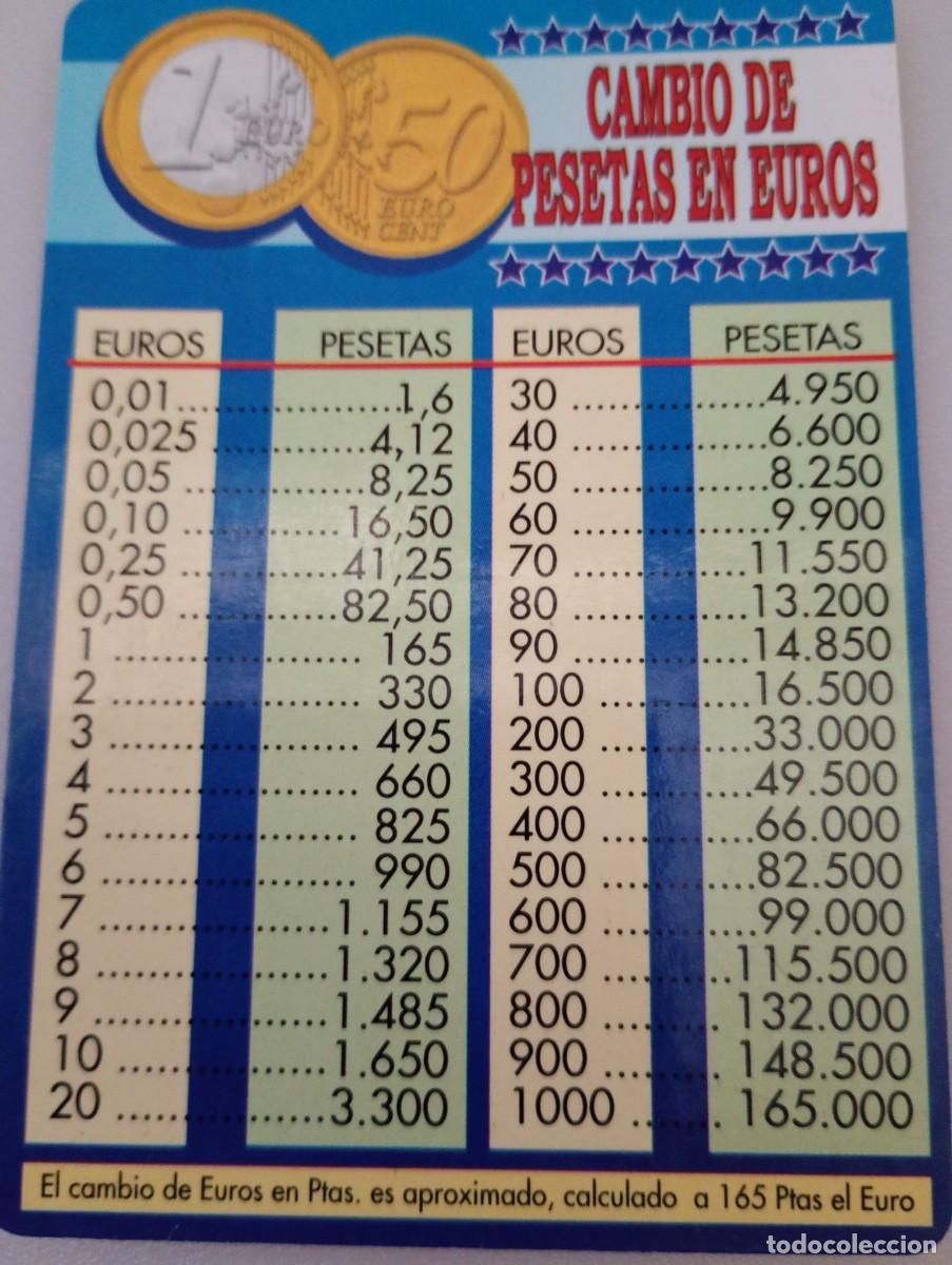 Coleccionismo calendarios: Calendario 1999 Serie WCB 238 Informativo Cambio peseta/euro