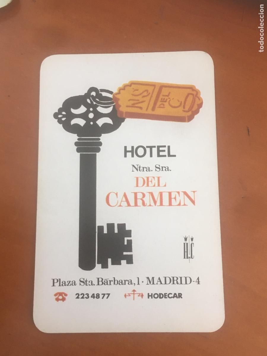 Coleccionismo calendarios: fournier hotel del carmen madrid 1968 calendario original