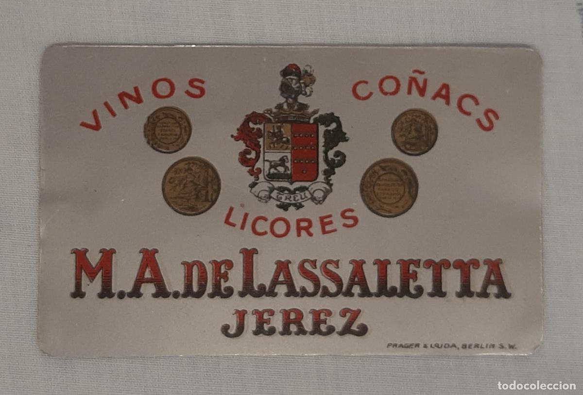 Coleccionismo calendarios: CALENDARIO DE ALUMINIO 1923 VINOS CO&Ntilde;ACS LICORES M. A. DE LASSALETTA JEREZ