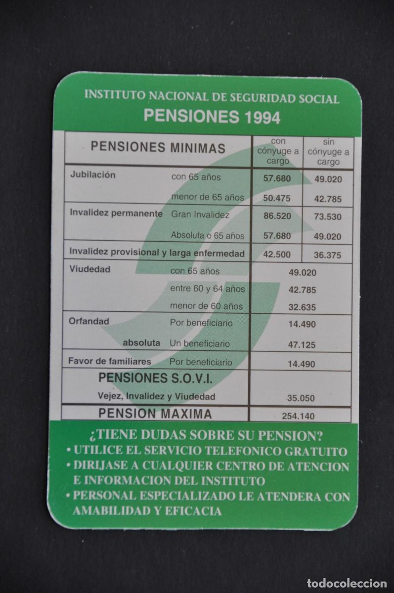 Coleccionismo calendarios: CALENDARIO 1994 - PENSIONES