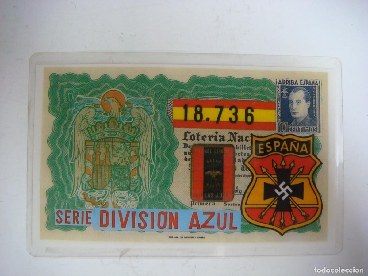 Coleccionismo calendarios: LOTERIA NACIONAL PLASTIFICADO DE SERIE DIVISION AZUL ESPA&Ntilde;A A&Ntilde;O 1985-(&)