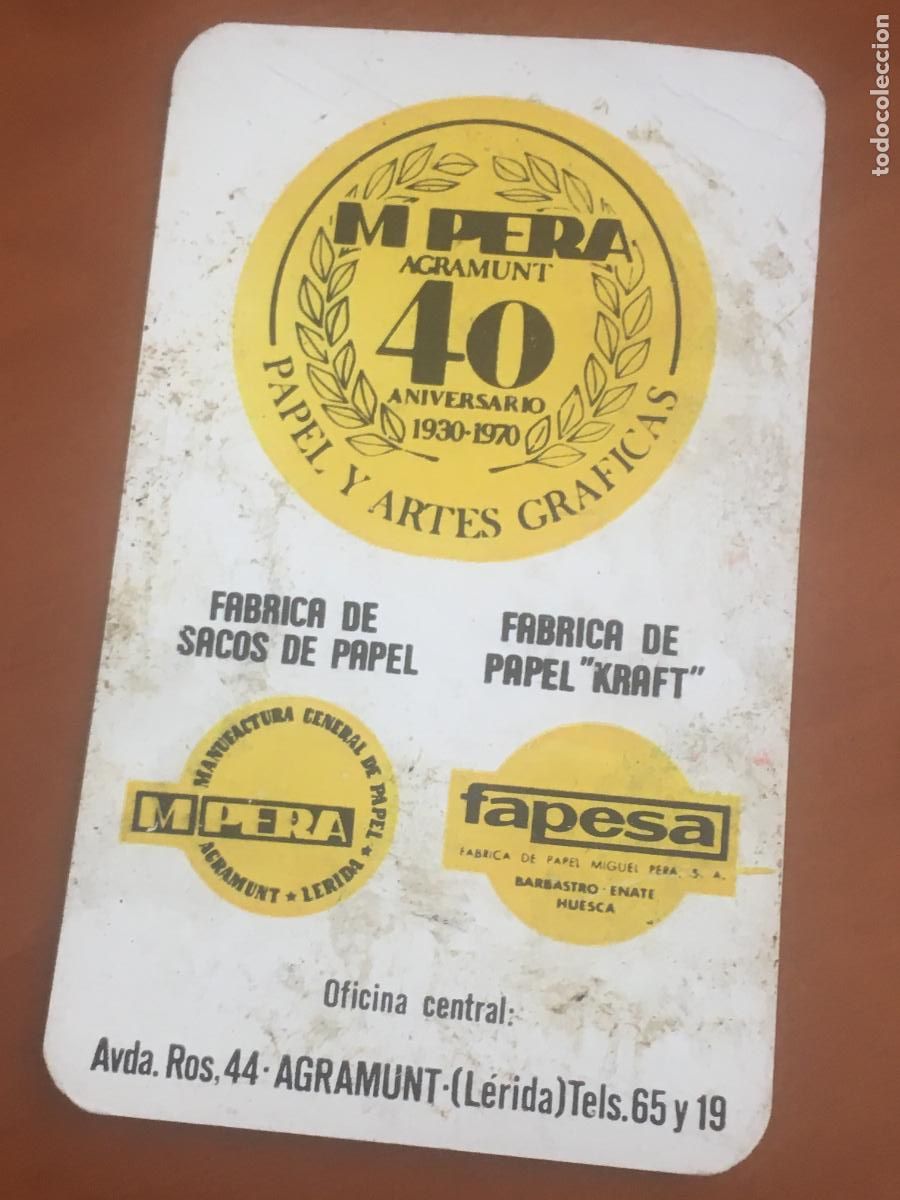 Coleccionismo calendarios: M pera agramunt 1970 calendario original