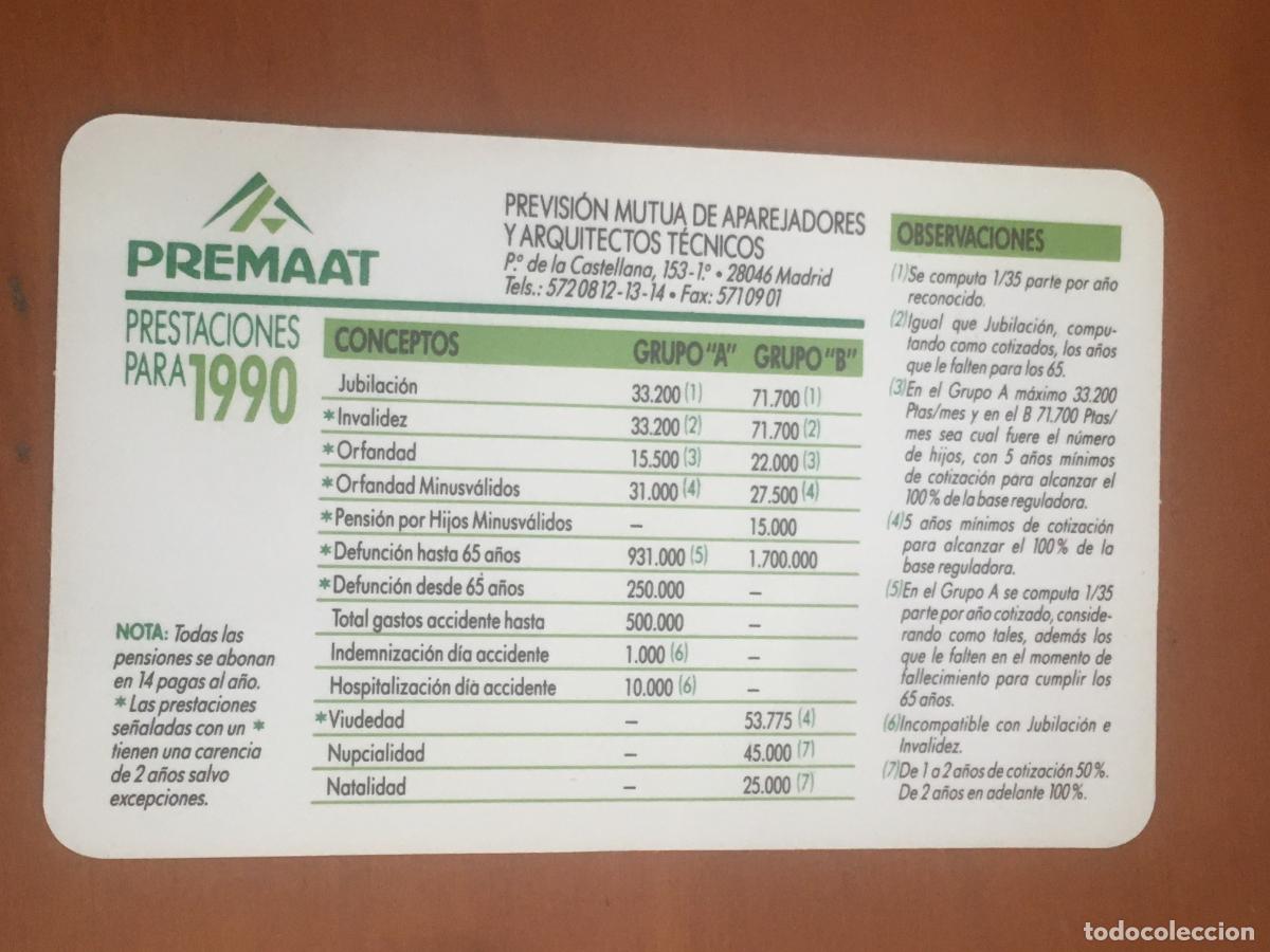 Coleccionismo calendarios: premaat 1990 calendario original