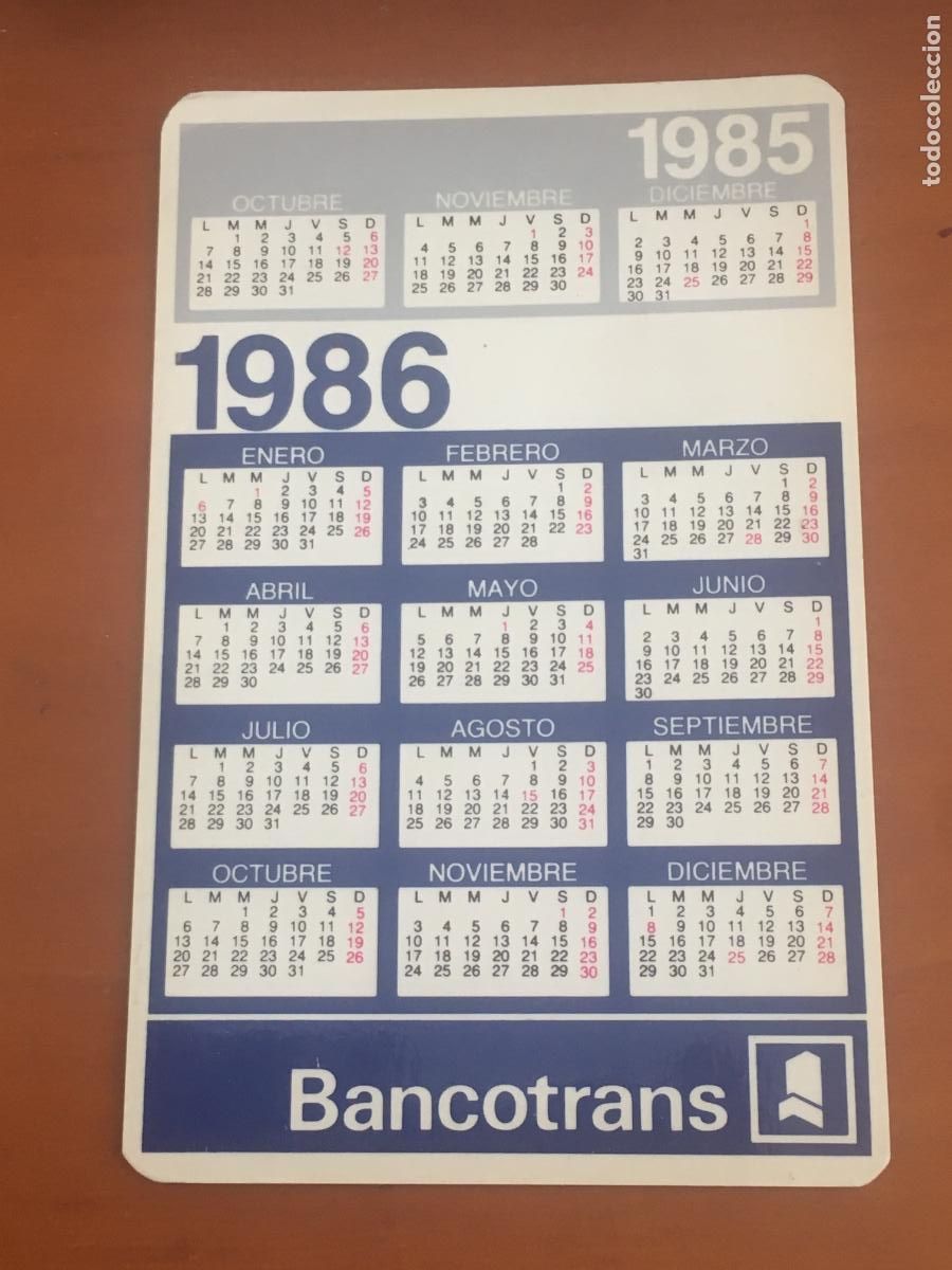 Coleccionismo calendarios: bancotrans 1986 calendario original