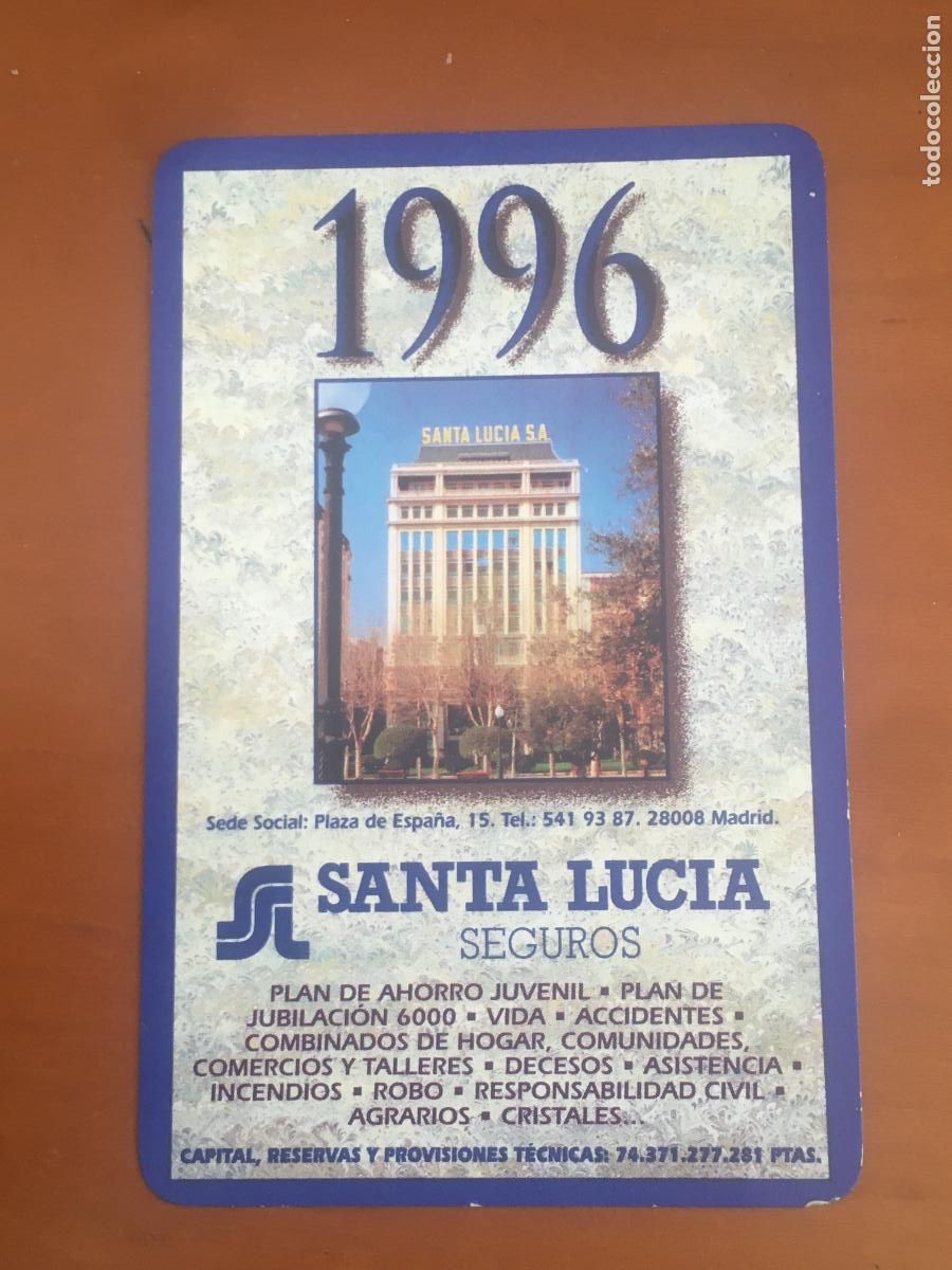 Coleccionismo calendarios: fournier santa lucia 1996 calendario original
