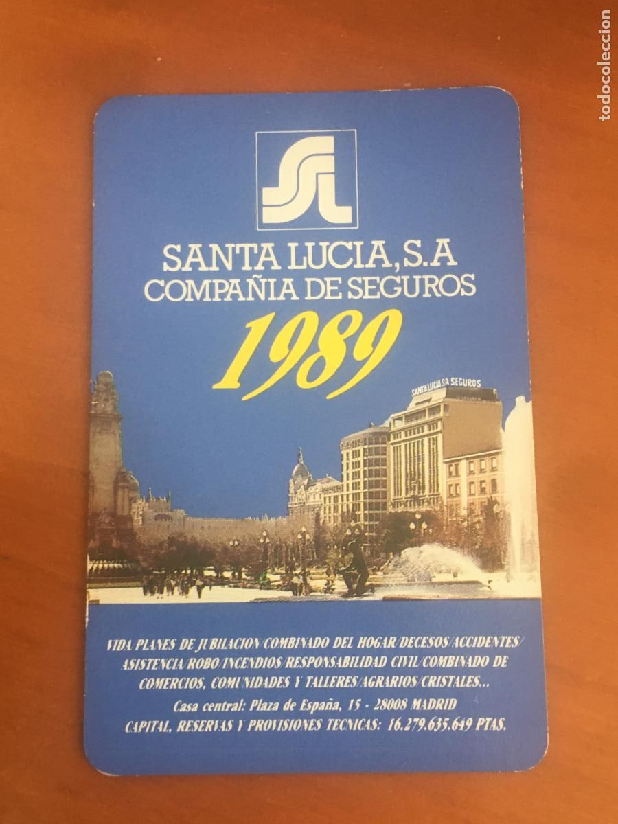 Coleccionismo calendarios: fournier santa lucia 1989 calendario original