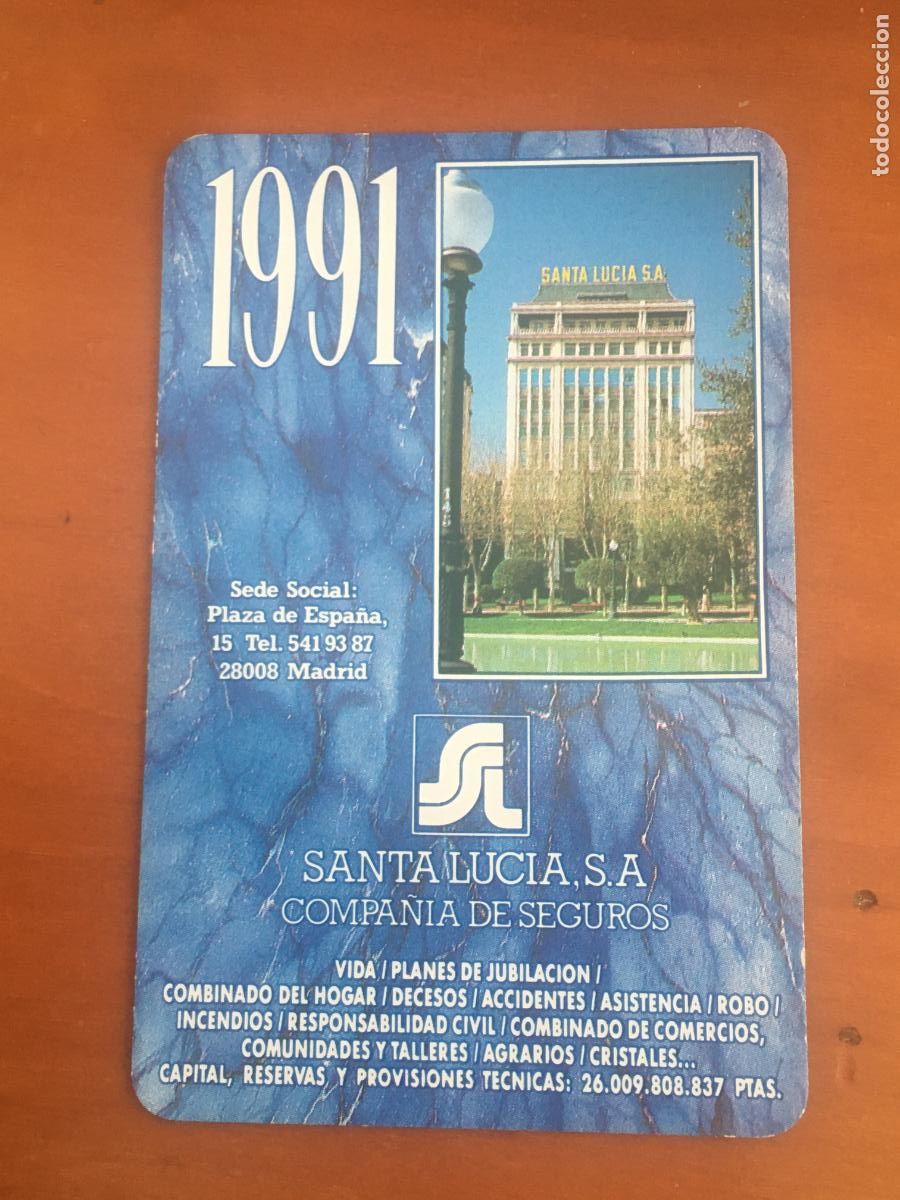 Coleccionismo calendarios: fournier santa lucia 1991 calendario original