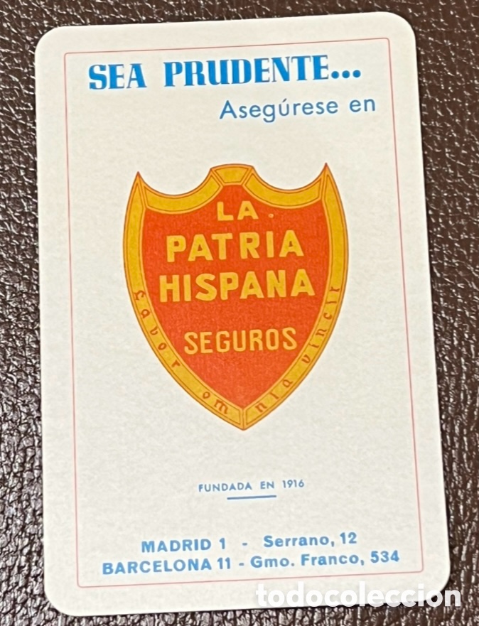 Coleccionismo calendarios: Calendario de bolsillo. LA PATRIA HISPANA Seguros. Fournier. 1976.