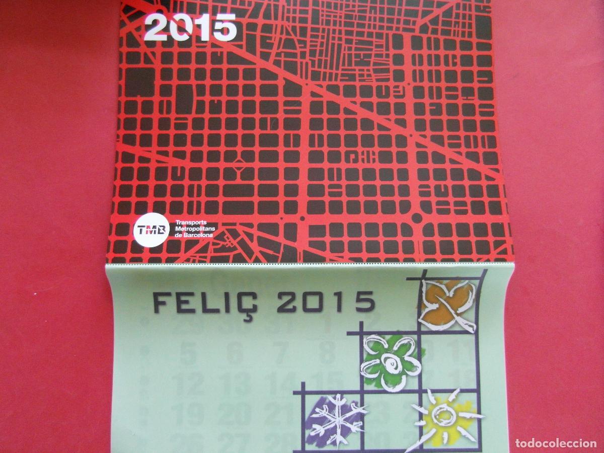 Coleccionismo calendarios: REF: MER100 TEMA TRANSPORTE 1 CALENDARIO PARED 2015 TMB METRO AUTOBUS BARCELONA - LEERINT