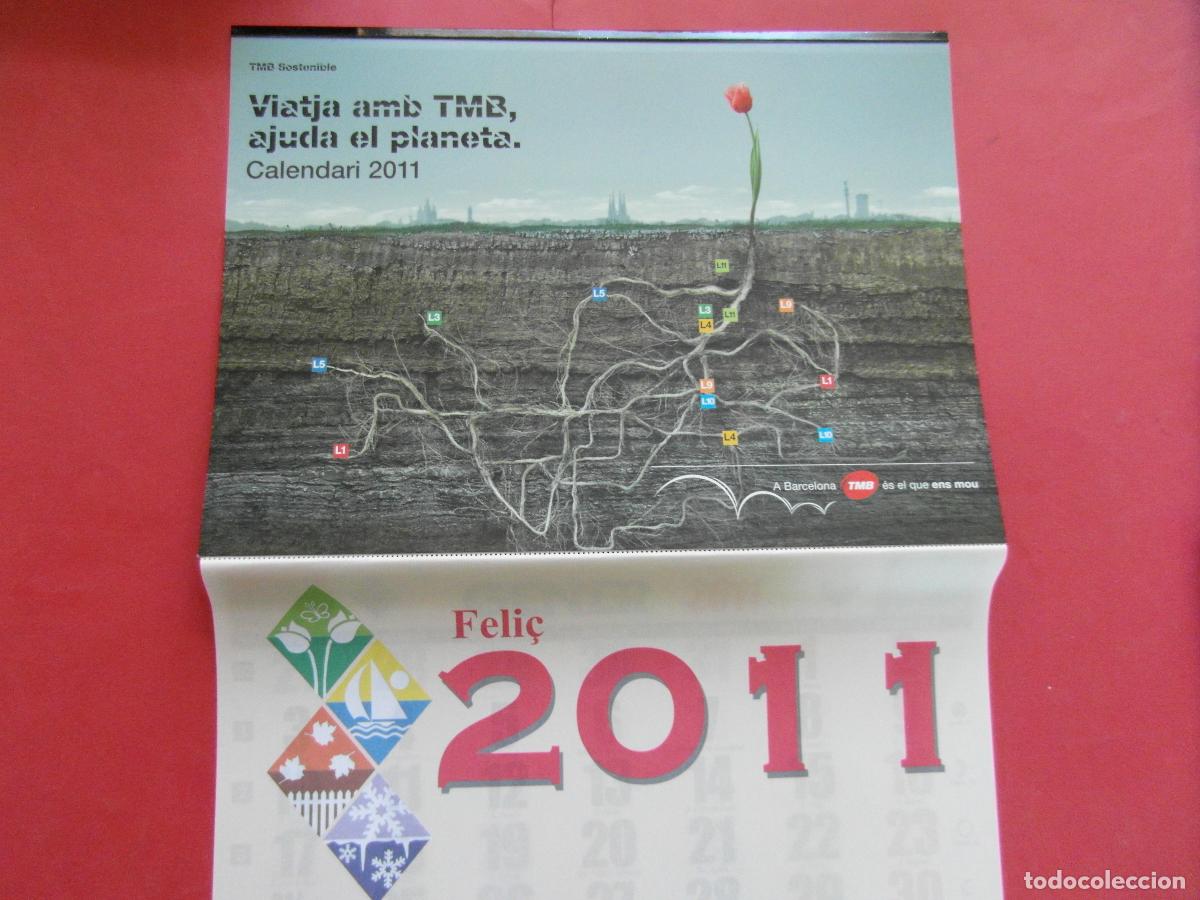 Coleccionismo calendarios: REF: MER100 TEMA TRANSPORTE 1 CALENDARIO PARED 2011 TMB METRO AUTOBUS BARCELONA - LEERINT