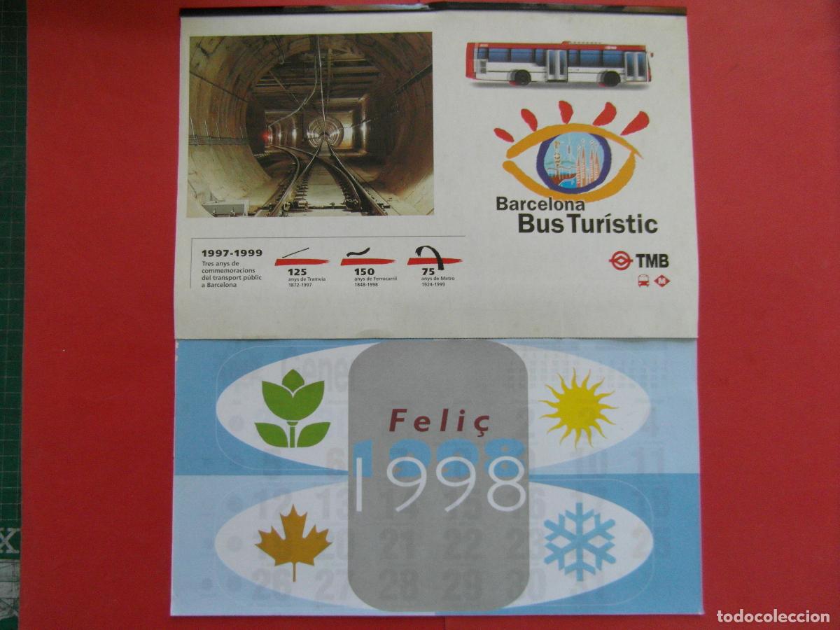 Coleccionismo calendarios: REF: MER100 TEMA TRANSPORTE 1 CALENDARIO PARED 1998 TMB METRO AUTOBUS BARCELONA - LEERINT