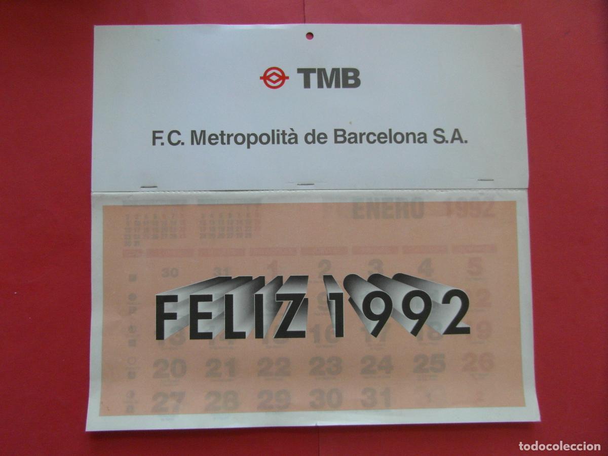 Coleccionismo calendarios: REF: MER100 TEMA TRANSPORTE 1 CALENDARIO PARED 1992 TMB METRO BARCELONA - LEERINT