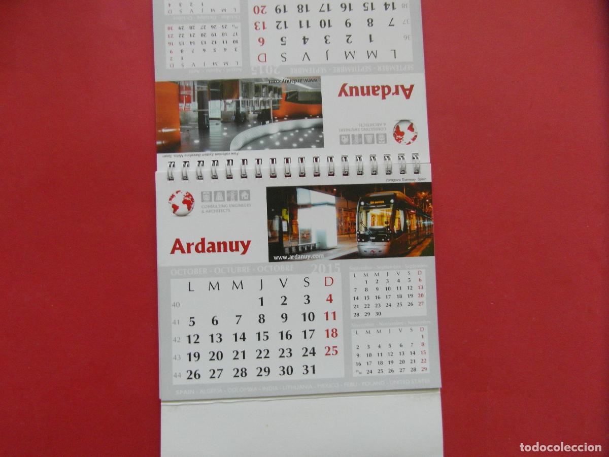 Coleccionismo calendarios: REF: MER100 TRANSPORTE 1 CALENDARIO 2015 ARDANUY TRANVIA ZARAGOZA METRO BILBAO FUNICULAR VALLVIDRERA