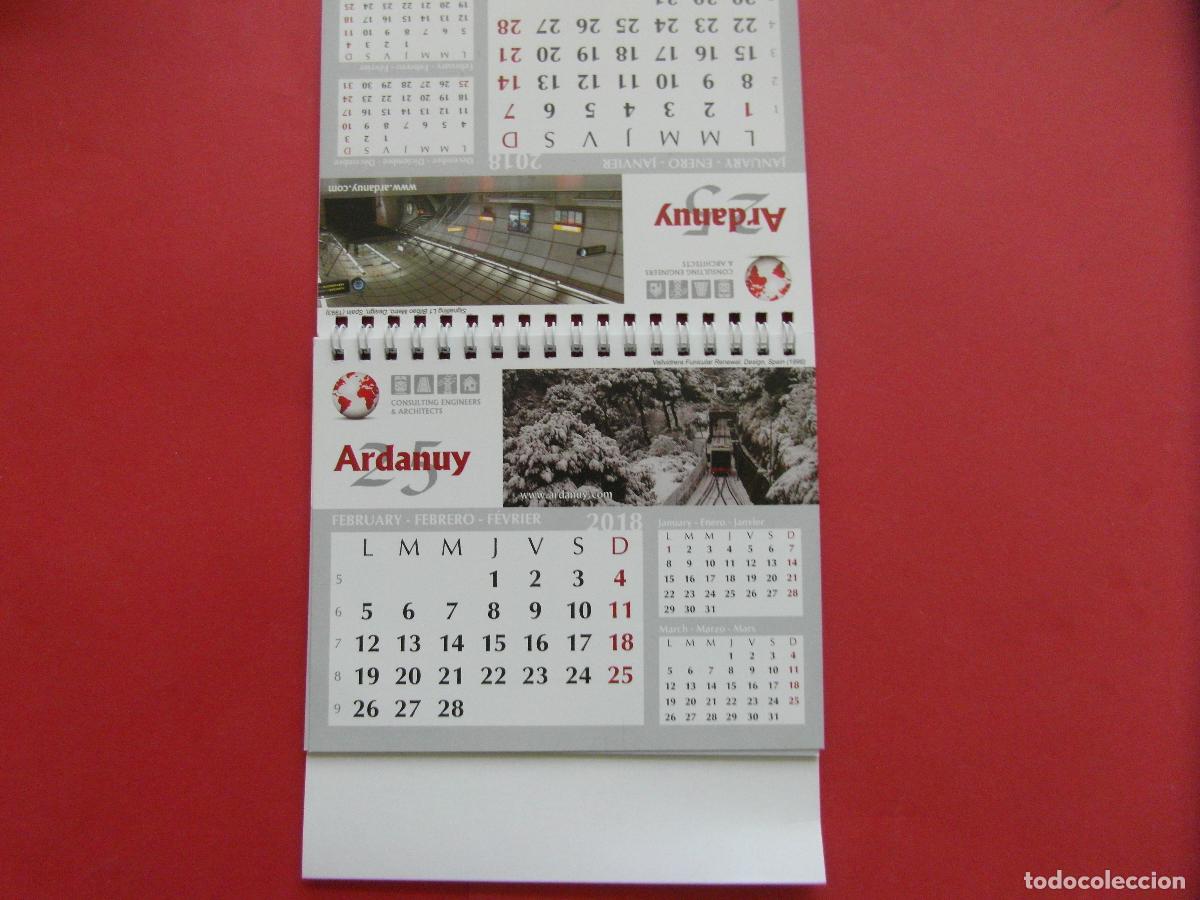 Coleccionismo calendarios: REF: MER100 TRANSPORTE 1 CALENDARIO 2018 ARDANUY FUNICULAR VALLVIDRERA METRO BILBAO MADRID TRANVIA