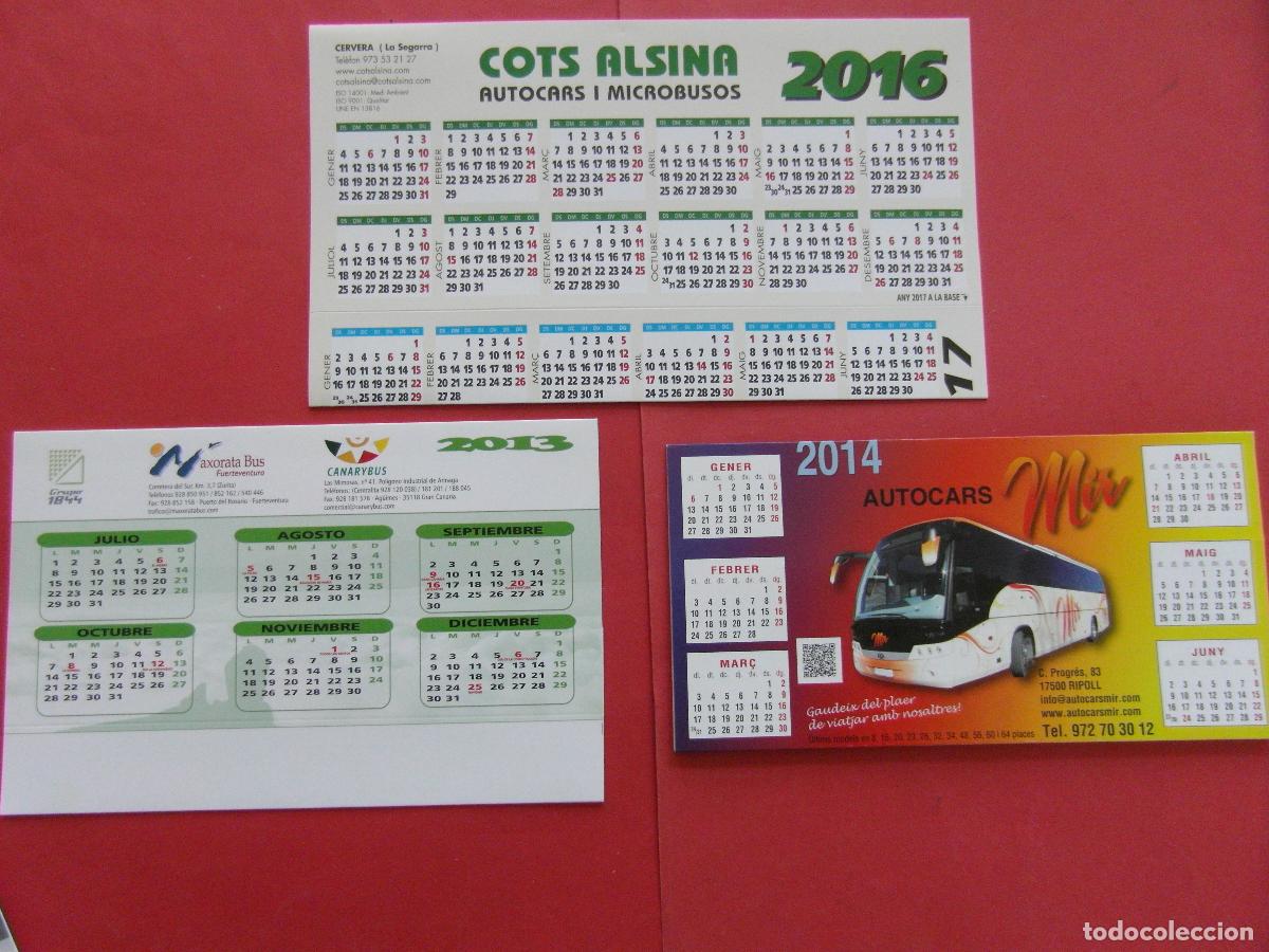 Coleccionismo calendarios: REF: MER100 TRANSPORTE 3 CALENDARIO 20114-13-16 COTS ASLSINA AUTOCARS MIR MAXIRATA CANARY BUS RIPOLL