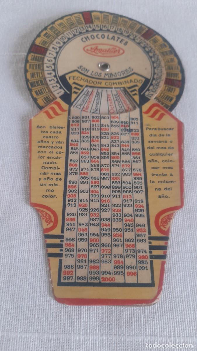 Coleccionismo calendarios: Antiguo fechador combinado calendario perpetuo Chocolates Amatller Barcelona&rdquo;.