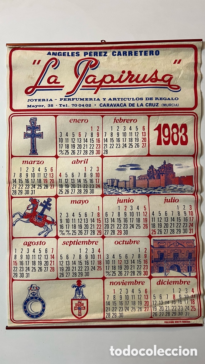 Coleccionismo calendarios: CALENDARIO PARED LA PAPIRUSA PARA EL A&Ntilde;O 1983 CARAVACA DE LA CRUZ - MURCIA