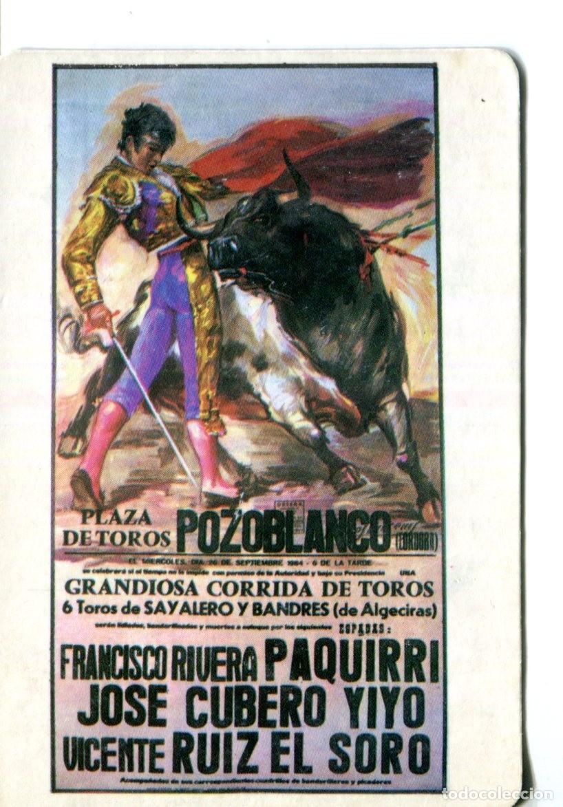Coleccionismo calendarios: Calendario de serie DLB 7645. MP 46, de toros, cartel corrida Pozoblanco, a&ntilde;o 1986