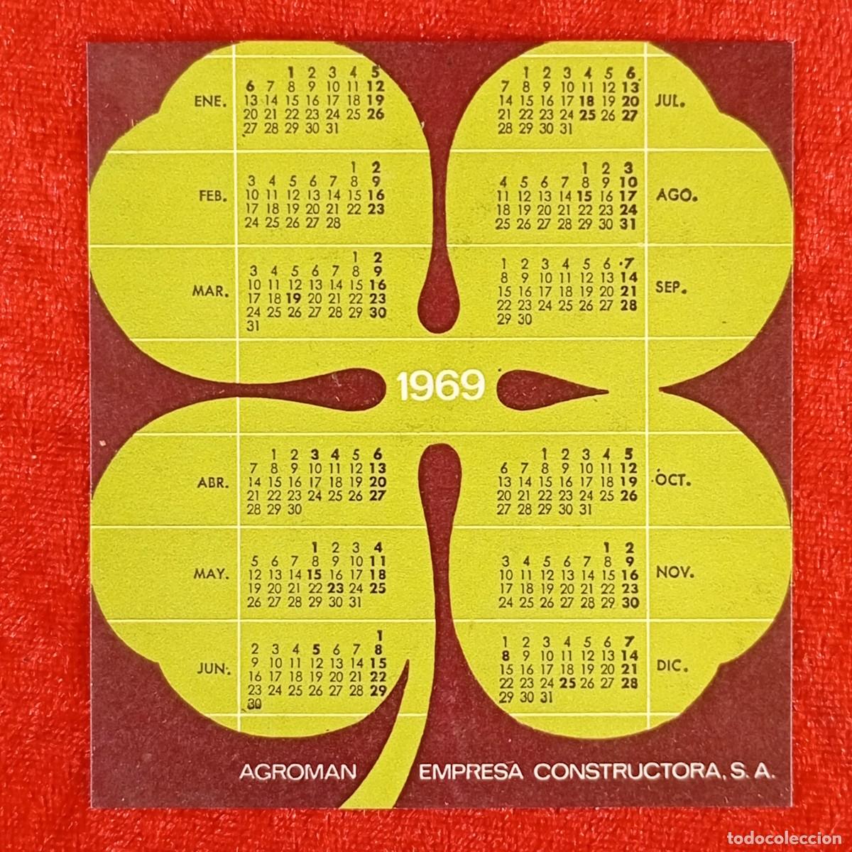 Collezionismo Calendari: AGROMAN - EMPRESA CONSTRUCTORA S.A. - CALENDARIO 1968 Y 1969 - TREBOL DE 4 HOJAS DE LA SUERTE / 578